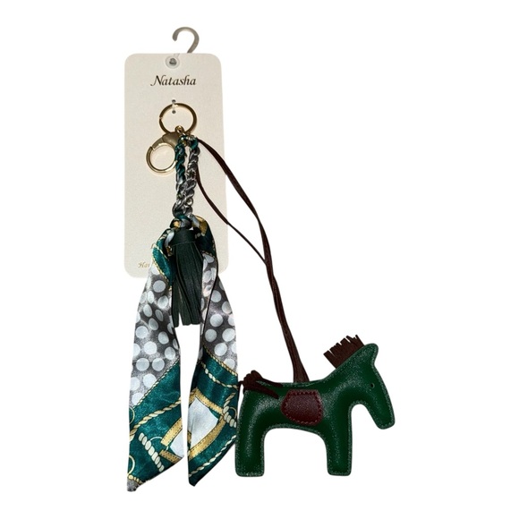 Natasha Accessories - Natasha Green Horse Key Holder with Scarf
